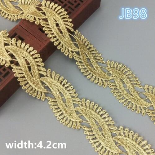 2 yards 4.2cm wide gold water soluble embroidery lace fabric lace necklace hair accessories lace trim JB98