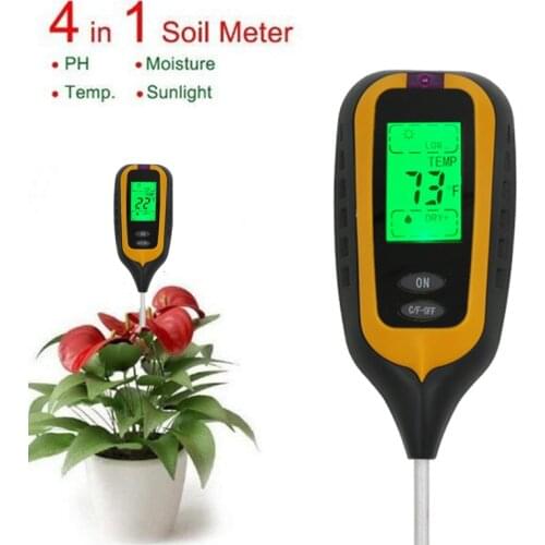 3/4 IN 1 Digital Soil fertilizer meter Round/Square PH Meter Temperature Sunlight Tester for Garden Farm Lawn Plant 40%Off