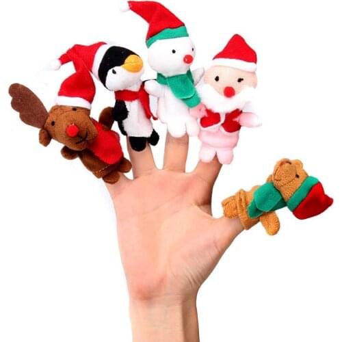 Hot Sellin 5pcs/ Set Finger Puppets Toys Christmas Santa Claus Snowman Baby Stories Helper Fingers Kids Xmas Gift 88 88