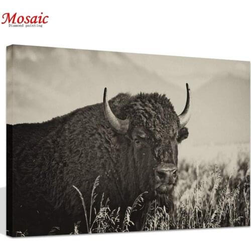 5d Diamond Painting Buffalo bison in field Handmade Gift Mosaic animal diamond Embroidery Cross Stitch Nature Home Decor