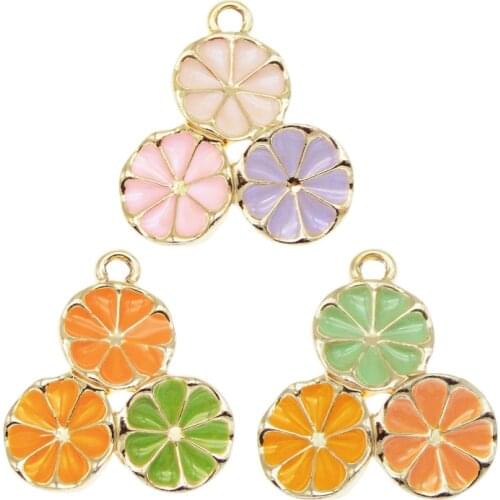 6pcs/pcs Fashion Alloy flower charms for jewelry making Enamel Metal Earrings Pendant Handmade Accessories Brooch Pins Keychain