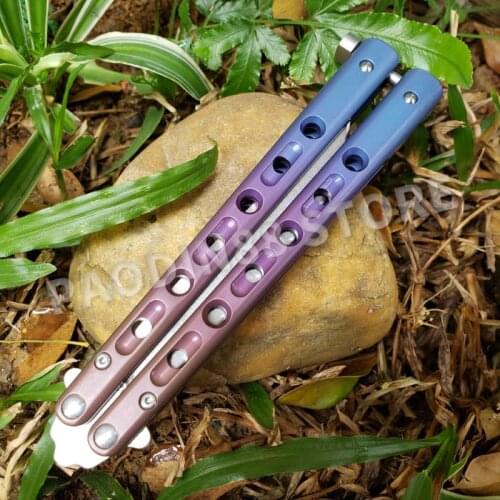 Butterfly in knife BM62 Trainer knife Silver+Green T4 titanium handle D2 blade Jilt knife Hunting survival Folding Pocket Knife