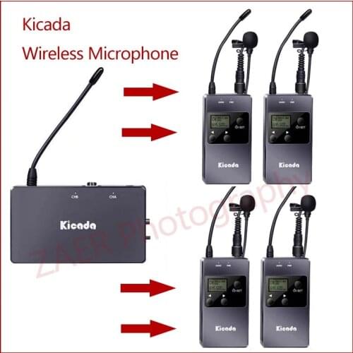 Kicada Wireless Microphone Kit Transmitter Receiver For Camera Phone PC Computer Video Recording UHF Lavalier Lapel Mic System