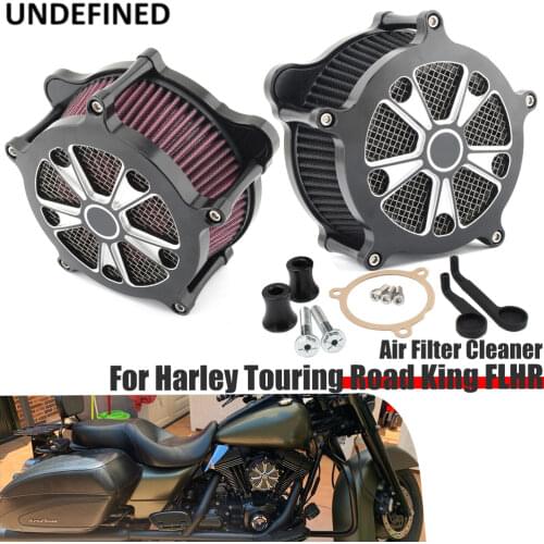 Black Motorcycle Air Filter Cut Intake Air Cleaner Venturi Filters For Harley Touring Road King FLHX 17-20 Softail FXST 18-20