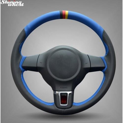 Black Blue Leather Black Red Yellow Marker Steering Wheel Cover for Volkswagen Golf 6 Mk6 VW Polo Sagitar Bora Santana Jetta Mk6