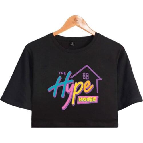 The Hype House Exposed Navel Tshrit Charli D'amelio T Shirt Kpop 2020 Unisex Oversize O-neck Tops Print Casual Cotton Women Tees