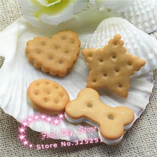 Kawaii resin flat back round cookies 40pcs/lot 15-25mm mix 4 style