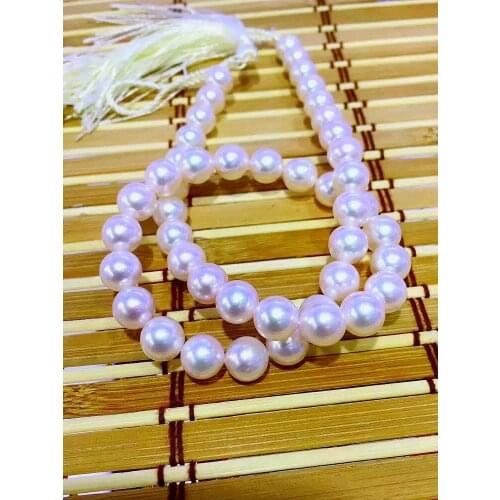 Classic 10-11mm++ freshwater round white pearl necklace 18inch 925silver