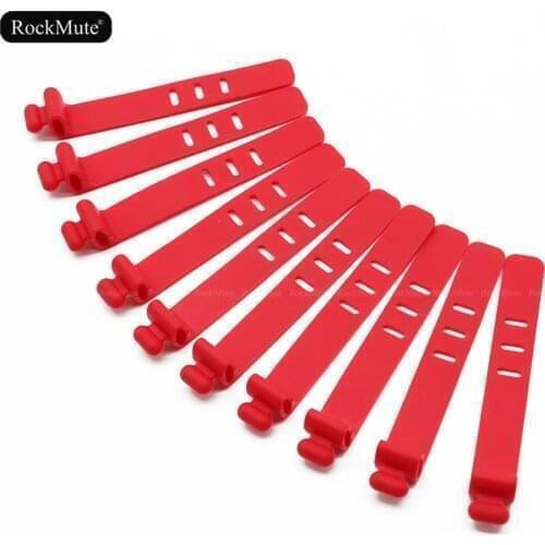 Red Tension Strap Tie Up Rubber Bandage Fixing Oil Pipe Tubing Throttle Brake Clutch Cables Wires Universal All Motorcycle Bike