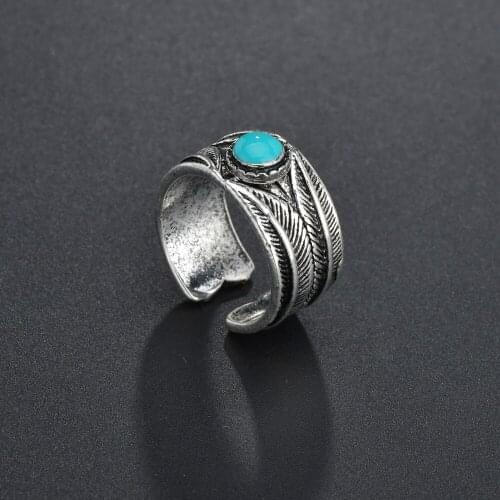 Retro Fashion Gothic Blue Stone Rings Jewelry Mens Ladies Ring Party Entertainment Jewelry Hip Hop Accessories Gift Wholesale