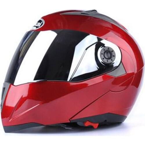 Motorcycle Flip Up Helmets With Sliver Visors Motorbike Full Face Helmet Warm Winter Men Women Moto Motocross Helmets