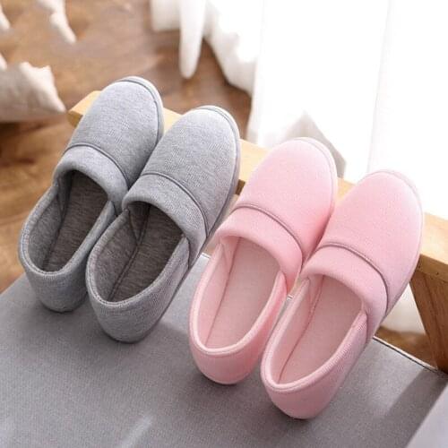 Men and Women Couples Solid Color Thin Bottom Winter Thin Floor Soft Bottom Bag with Home Cotton Slippers Soft and Comfortable