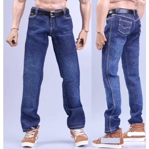 1:6 Scale Man Straight Jeans Fashion Pants Clothes Fit 12" Male Figure Body Boy Action Figure Accessory