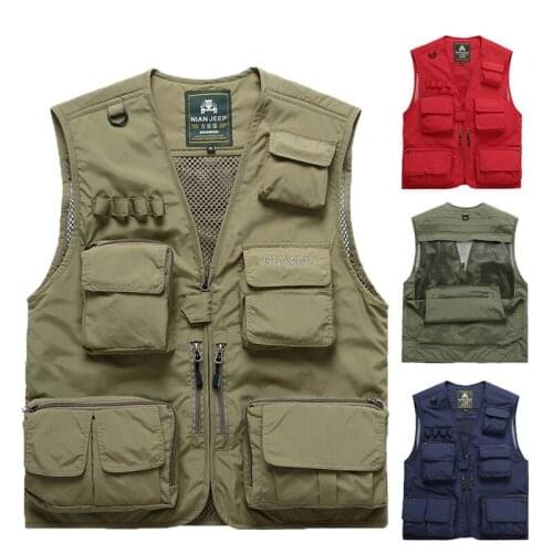 Mens Casual Outdoor Fishing Climbing Vest with 15 Pockets Made with Lightweight Mesh Fabric for Travelers Hiking and Hunting