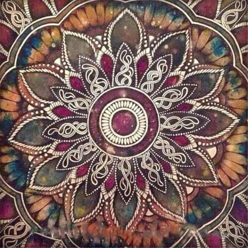 Mandala Flower DIY Embroidery 11CT Cross Stitch Kits Craft Needlework Set Printed Canvas Cotton Thread Home Wholesale