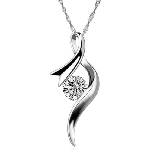 New Arrival Europe Style Women Girl Gift Cubic Zircon Pendant Necklace 925 Sterling Silver Chain Jewelry Free Shipping