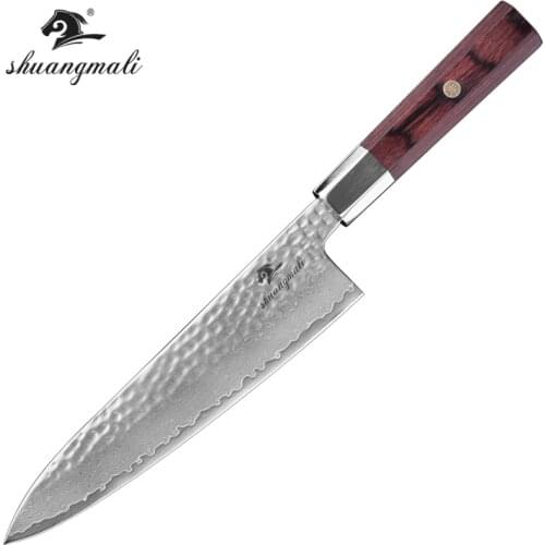 8 Inch Slicing Kitchen Knife Forged Damascus Steel Utility Chef Knife Gift Sharp Cutting Meat Cleaver Vegetable Kitchen Knives