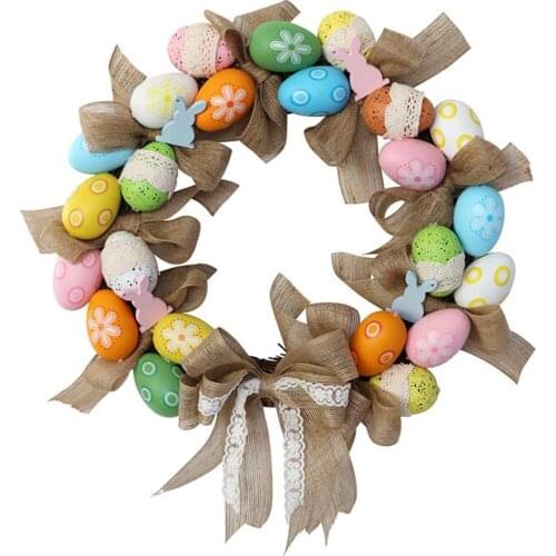 Easter Mixed Flowers Home Decoration National Tree Wreath Artificial Pastel 18 Inch Garland Wall Hanging