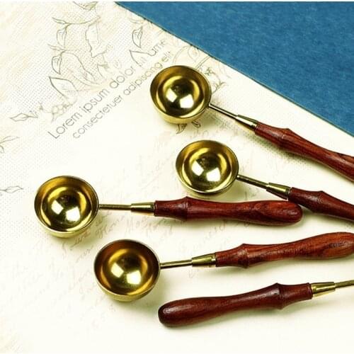 Retro Sealing Wax Furnace Stove Pot Wood Handle Sealing Wax Spoon for Wax Sealing Decorative Wax Stamp Craft Gift