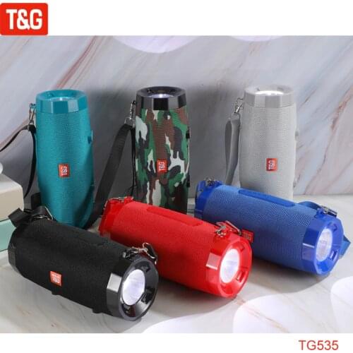 T&G TG535 Portable Bluetooth Speaker Column Wireless Speakers Outdoor Strong Bass Stereo HIFI TF FM Radio with Super Flashlight
