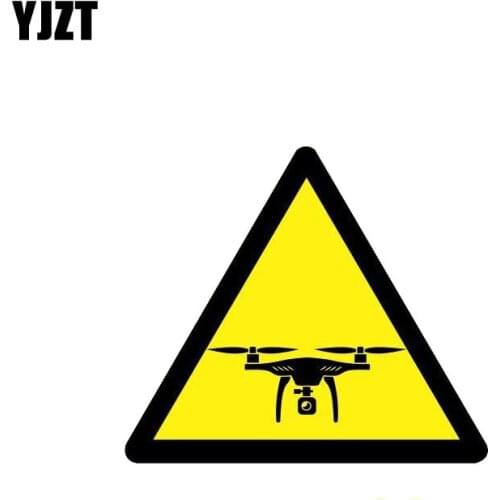 YJZT 11CM*9.6CM Warning Car Sticker Caution Drones Reflective PVC Decal 12-1076