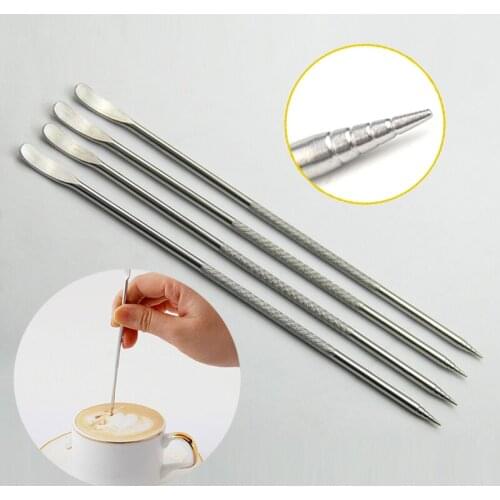 Useful Stainless Steel Cappuccino Latte Espresso Coffee Decorating Art Pen Fancy Coffee Cafe Barista Tools Coffee Art Needles