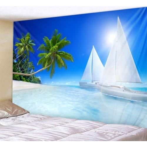 Tropical beach palm tree tapestry tapestry wall hanging sea sailing landscape tapestry yoga beach towel/bohemia mat home decor