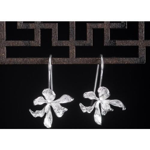 VLA 925 Silver Simple Flower Earrings For Teens Design Vivid Fashion Iris Earrings Personalized Gifts For Friends