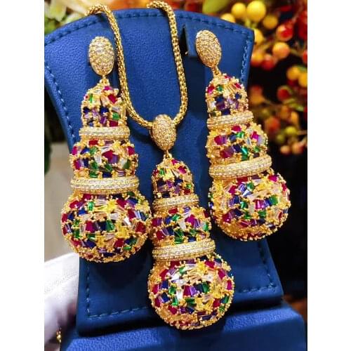 65MM Luxury Irregular Calabash Full Pave Cubic Zirconia Engagement Party Drop Dangle Earrings Jewelry For Women earring
