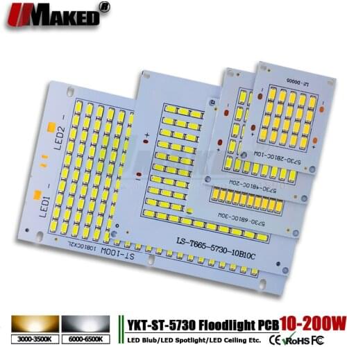 1pc LED pcb 10W 20W 30W 50W 100W 150W 200W Aluminum Heatsink with SMD5730 Light Source Floodlight pcb plate for outdoor LED lamp