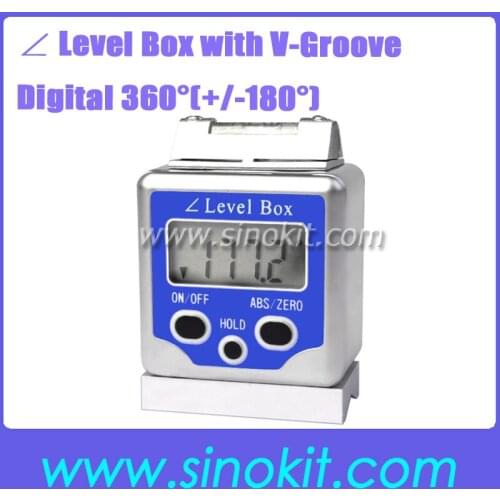 Protractor Bevel Box Inclinometer Level Box with V-Groove Digital 360'(+/-180')Angle Gauge Meter JY-180LBV(V,L&C)
