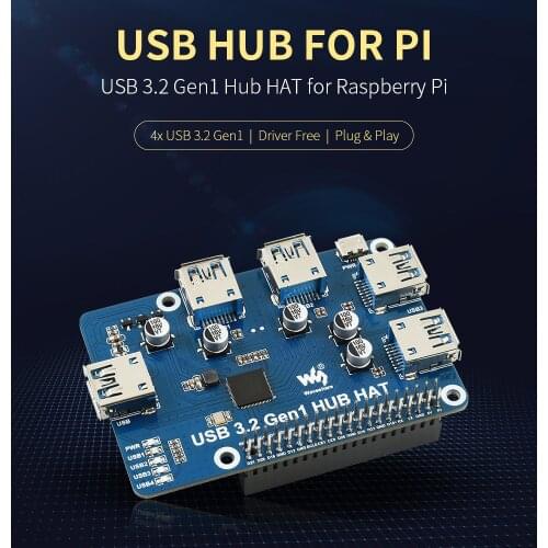USB 3.2 Gen1 HUB HAT Expansion Board + USB Cable Starter Kit for Raspberry Pi Zero W H 3 4 , Driver-Free