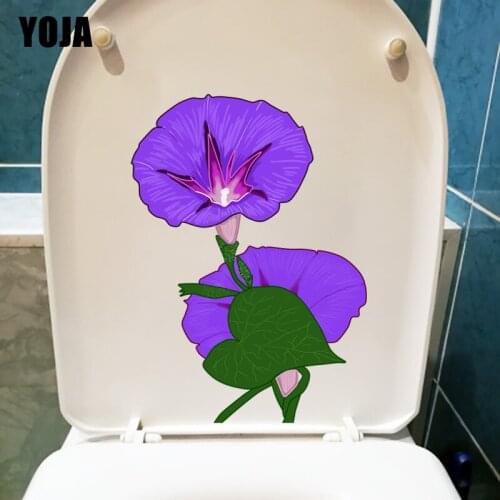 YOJA 16.4X22.9CM Purple Trumpet Flower Baby Wall Stickers Cartoon WC Toilet Decoration T1-1790