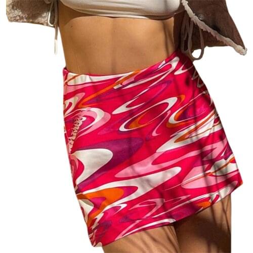 Womens Bodycon Midi Skirt,High Waist Fashion Abstract Stripes Print Slim A-line Short Skirt