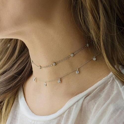 100% 925 sterling silver sunburst charm delicate choker 33+7cm women thin italy chain charm chocker wedding bridal necklace