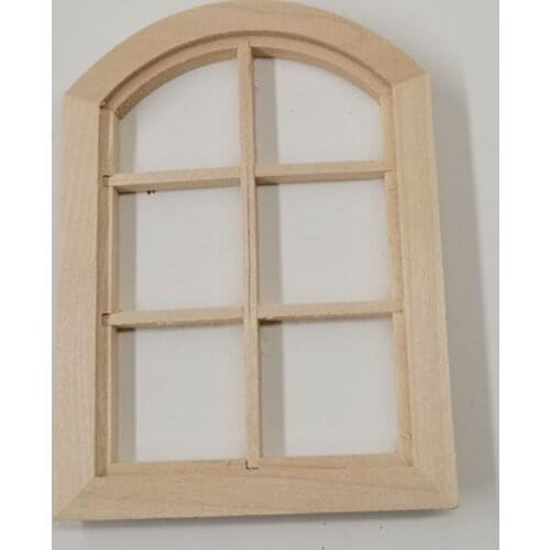 1:12 Dollhouse Birch Windows Model Kids Toy Unpainted Mini House Decor