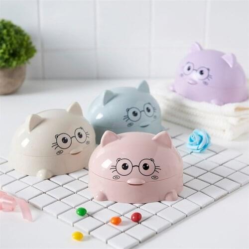 1PC New Cute Portable Soap Dish With Cover Cartoon Plastic Soap Box Soap Holder Bathroom Holder Case Home Storage Organization
