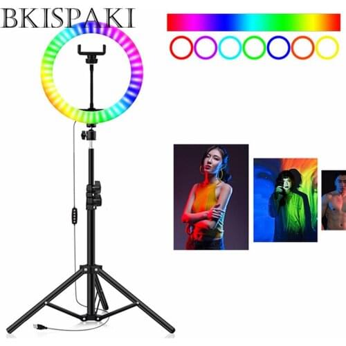 10 inch RGB Ring Light With Tripod Phone Holder Selfie Colorful Photography Lighting for TikTok Vlog Short Video YouTube Live
