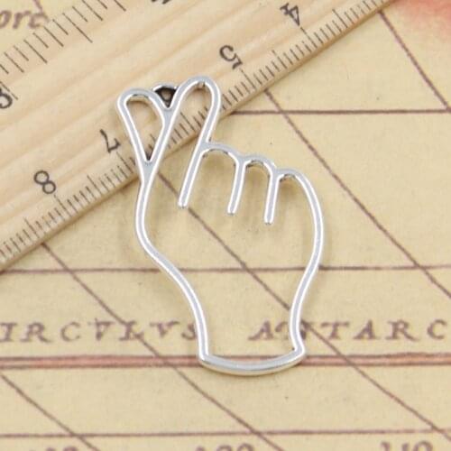 10pcs Charms palm heart I Love You 42x24mm Tibetan Silver Color Pendants Antique Jewelry Making DIY Handmade Craft