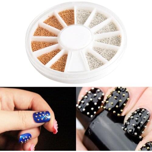 1200pcs Golden Silver Glitters 3D Design Nail Art Decoration Stickers Metallic Studs Pedicure Manicure Tool