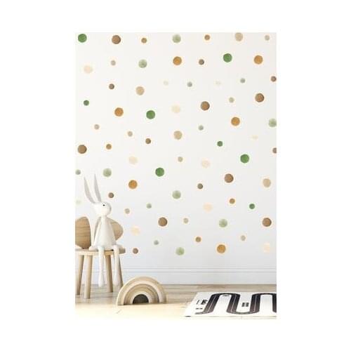 180 pcs 5 And 3 Cm Nature Watercolor Polka Dot Kids Room Wall Adhesive Set Self-Adhesive Kids Baby Nursery Wall paper