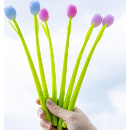 50PCS/lot Korea Creative In Light-Induced Discoloration Tulip Gel Pen Hipster Cute Students Exam Writing Signing Pen Stationery
