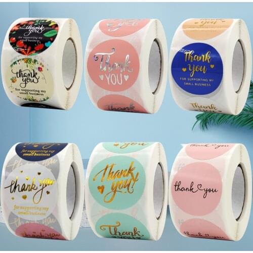 500PCS Big Size Thank You Stickers Gold Laser Silver Waterproof for My Small Business Order Gift Envelopes Shipping Package Seal