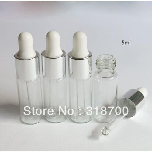 500 x 5ML Empty Refillable Transparent Clear Dropper Bottle 5cc Glass E-Liquid Eey Dropper Container