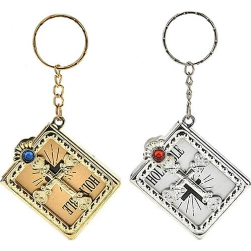 English Mini Holy Bible Miniature Paper Religious Christian Jesus Cross Key Chain Prayer God Bless Gift Souvenirs Keyring Gift