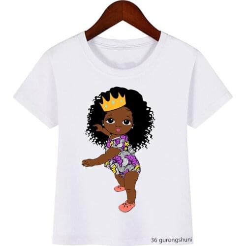 Black girls t shirt African Natural Hair Afro, girls clothes, humorous cool girls t-shirt, black little princess kids shirt