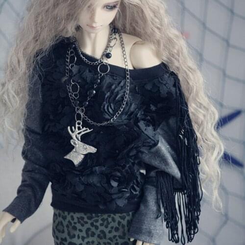 D03-P431 children toy BJD DD SD MSD 1/6 1/4 1/3 dolls clothes black Sexy fringed pullover 1pcs