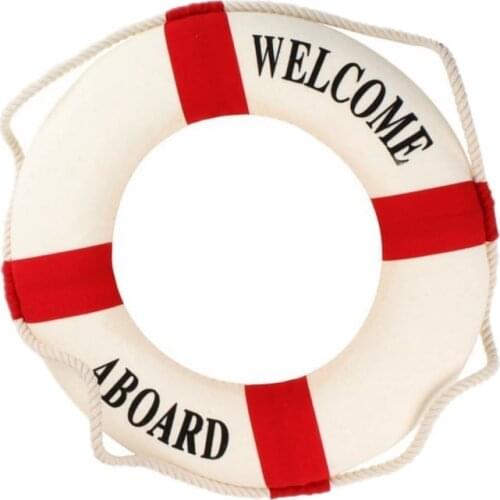 Welcome Aboard Foam Nautical Life Lifebuoy Ring Boat Wall Hanging Home Decoration Red 14cm