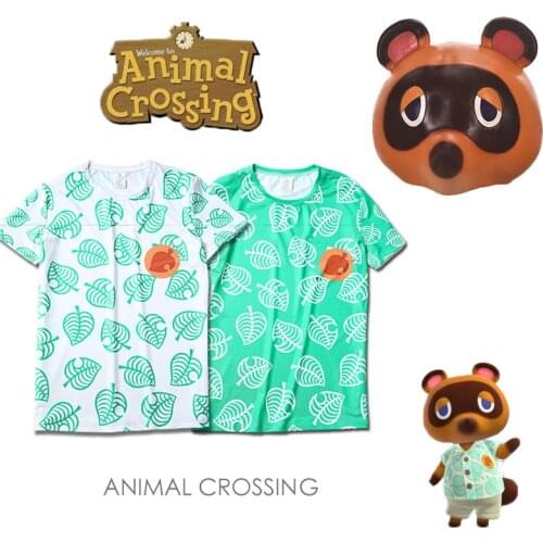 Adult Kids Game Animal Crossing Cosplay T Shirt Tom Nook Shirts Costume Raccoon Family Latex Mask Anime Props