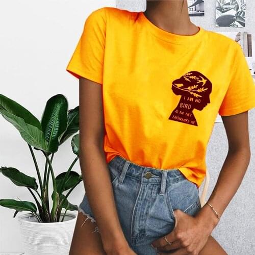 I AM NO BIRD NO NET & ENSNARES ME Letters Printed t-Shirt for Girls Women Literary Tee for Book Lover Feminist goth Tshirt- K234